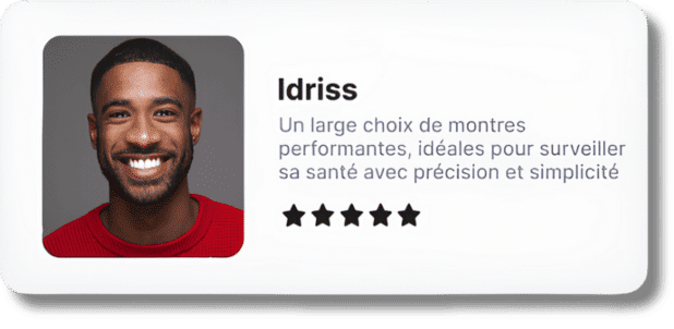 Avis client Idriss sur le bracelet connecté Harmony mettant en avant la précision et la simplicité d’utilisation