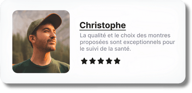 Avis client Christophe sur le bracelet connecté Harmony pour le suivi de la santé avec note 5 étoiles