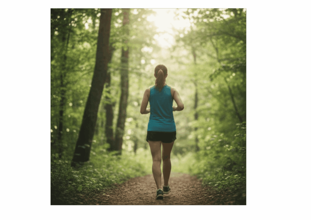Femme marchant en forêt avec un bracelet connecté Harmony pour suivre son activité physique et sa santé