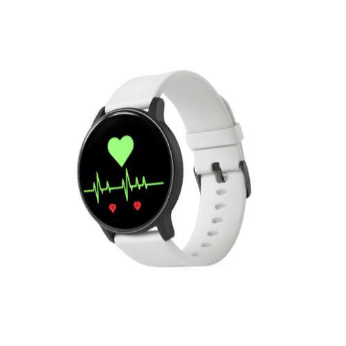 Montre connectée Harmony affichant un rythme cardiaque avec icône de cœur sur écran